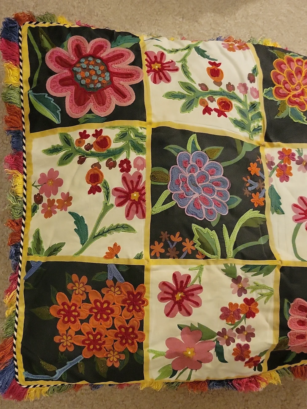 Pier 1 Patchwork Cushion Cover Embroidered Boho Bohemian Pillow Cases. READ MORE